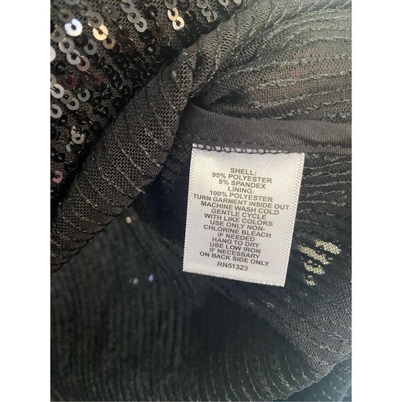 Halogen Dark Black Sequin Button Down Shirt Sz M - Picture 10 of 11